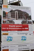 Nieuw gemeentehuis Aalten mogelijk gemaakt door bloemenvouwers, actie FNV in Aalten.